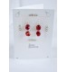Adzo jewellery card with double red drop earrings with silver plated finish